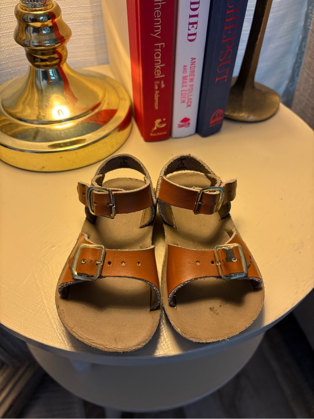 Toddler Brown Double-Buckle Leather Sandals